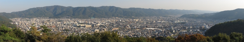 花山天文台太陽館から見た山科盆地の昼景